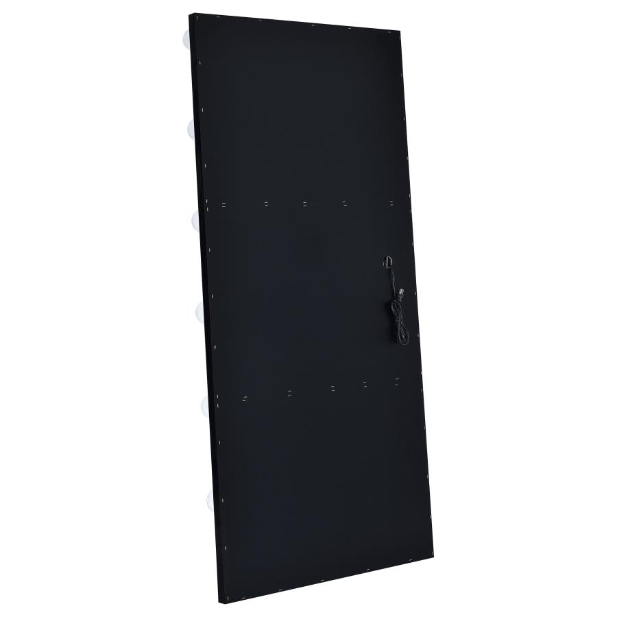 Zayan 32 x 71 Inch Floor Mirror LED Lighting Black Gloss view 8
