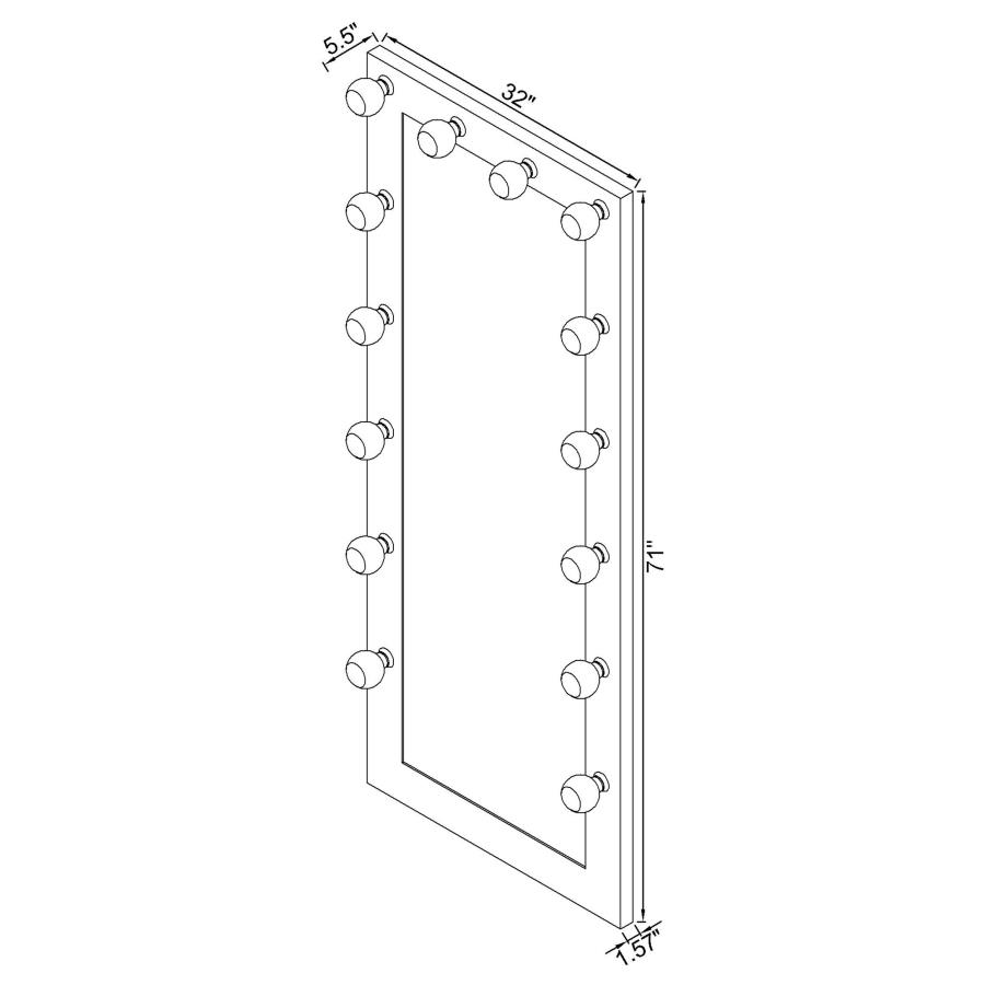 Zayan 32 x 71 Inch Floor Mirror LED Lighting White Gloss view 12