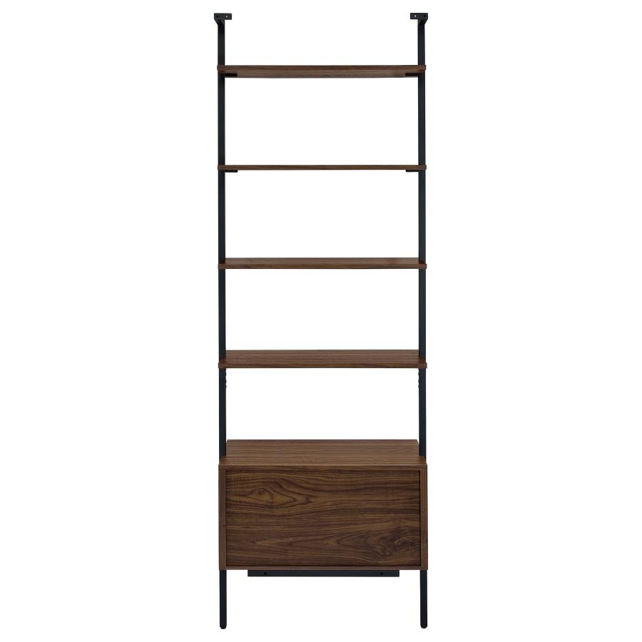 Owens 96-inch 4-shelf Storage Wall Bookshelf Walnut view 8
