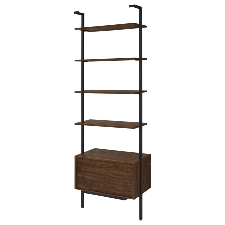 Owens 96-inch 4-shelf Storage Wall Bookshelf Walnut view 9