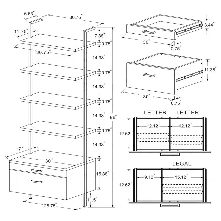 Owens 96-inch 4-shelf Storage Wall Bookshelf Walnut view 13