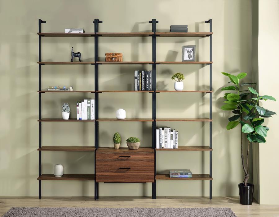 Owens 96-inch 4-shelf Storage Wall Bookshelf Walnut view 14