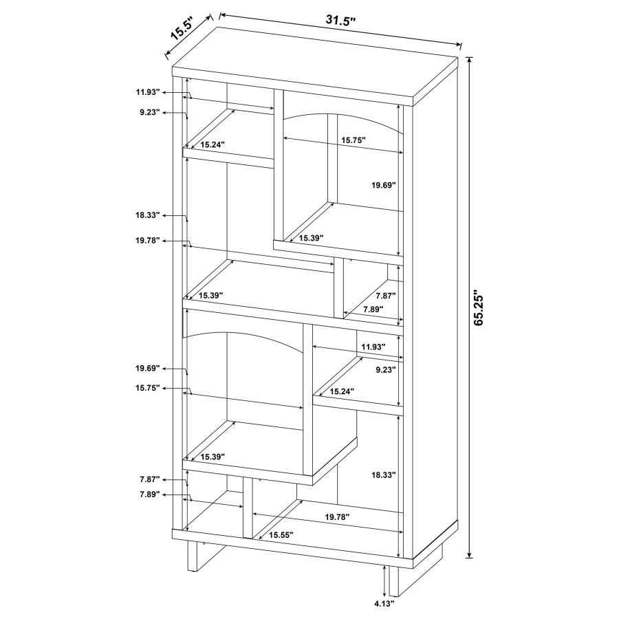Dalton 65-inch 6-shelf Bookcase White and Distressed Pine view 12