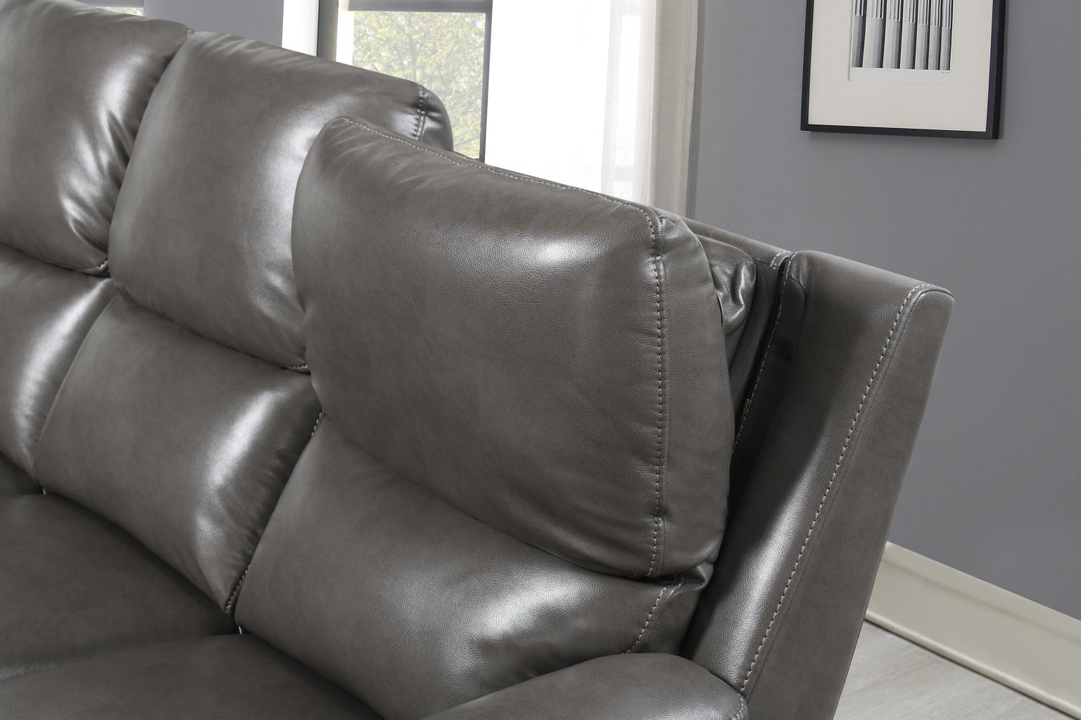 GRAY POWER RECLNIING SOFA (GEL LEATHER) view 8