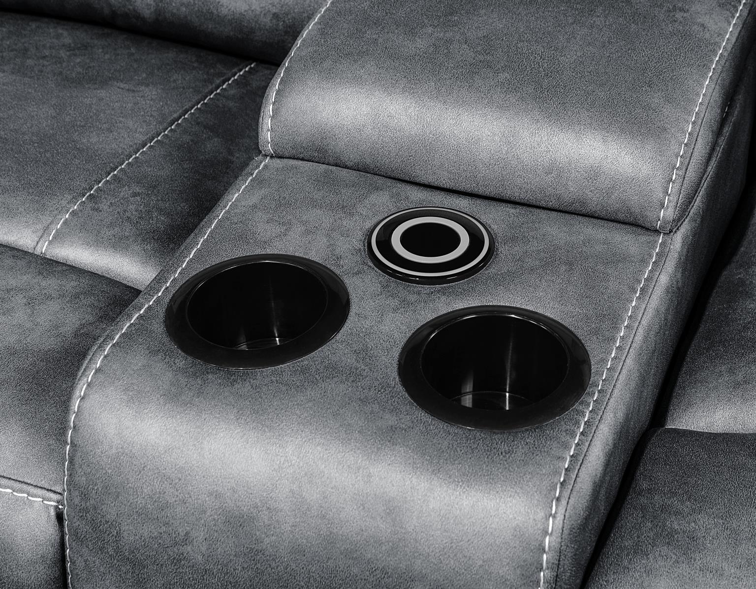GRAY MOTION SOFA W/DROPDOWN TABLE view 9