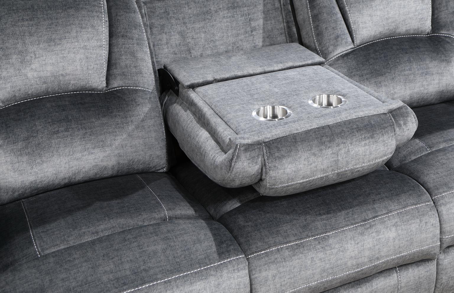 GRAY MOTION SOFA W/DROPDOWN TABLE view 10