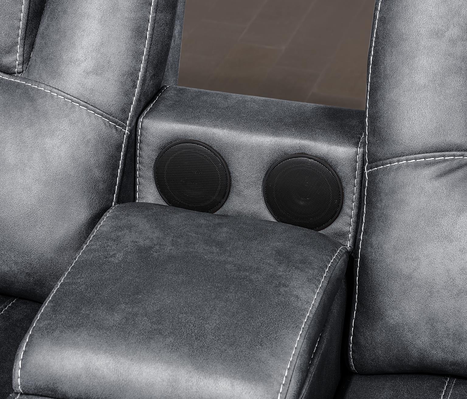 GRAY MOTION SOFA W/DROPDOWN TABLE view 13