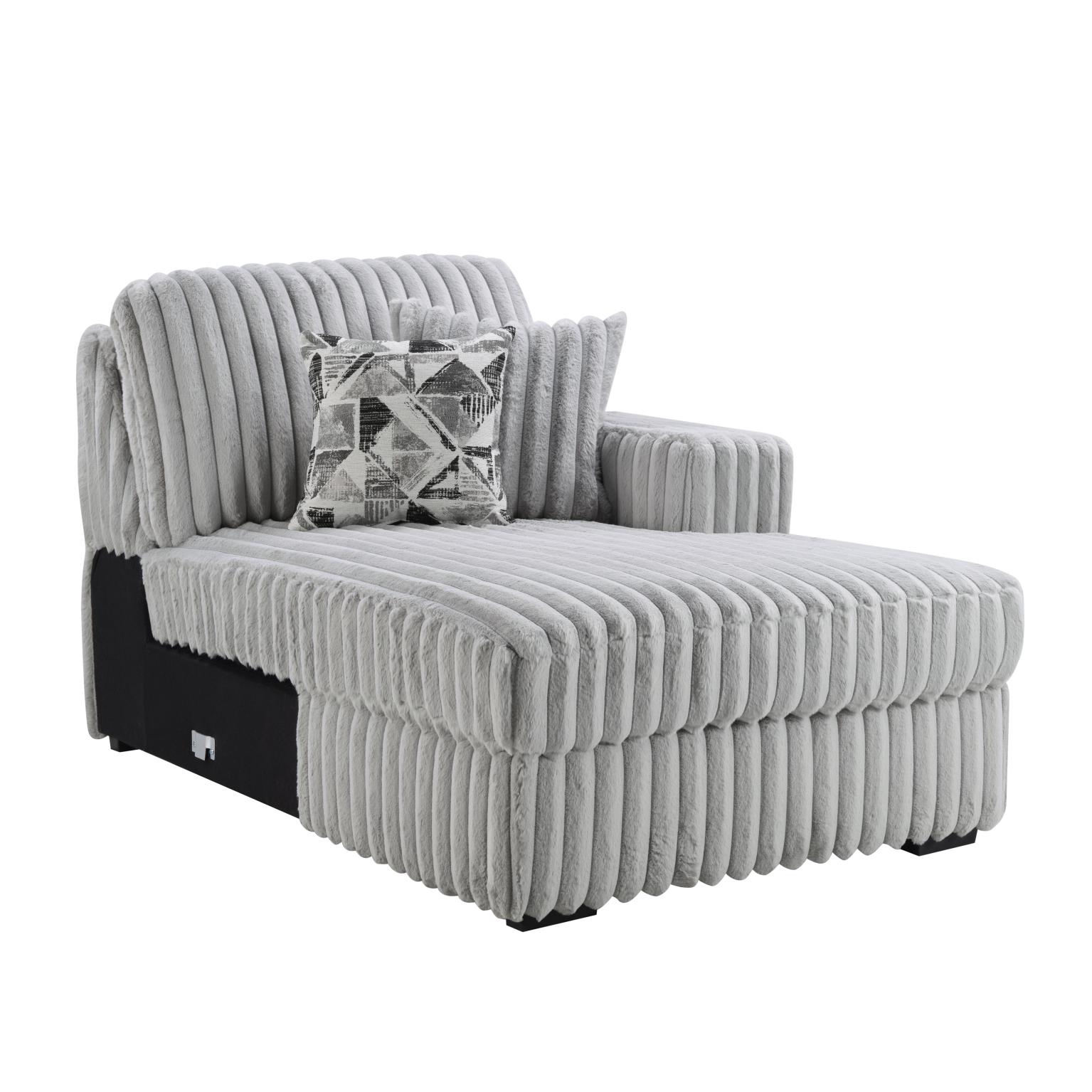 GRAY CORDUROY POWER RECLINING 4 PC SECTIONAL W/2 WIRELESS CHARGER view 8