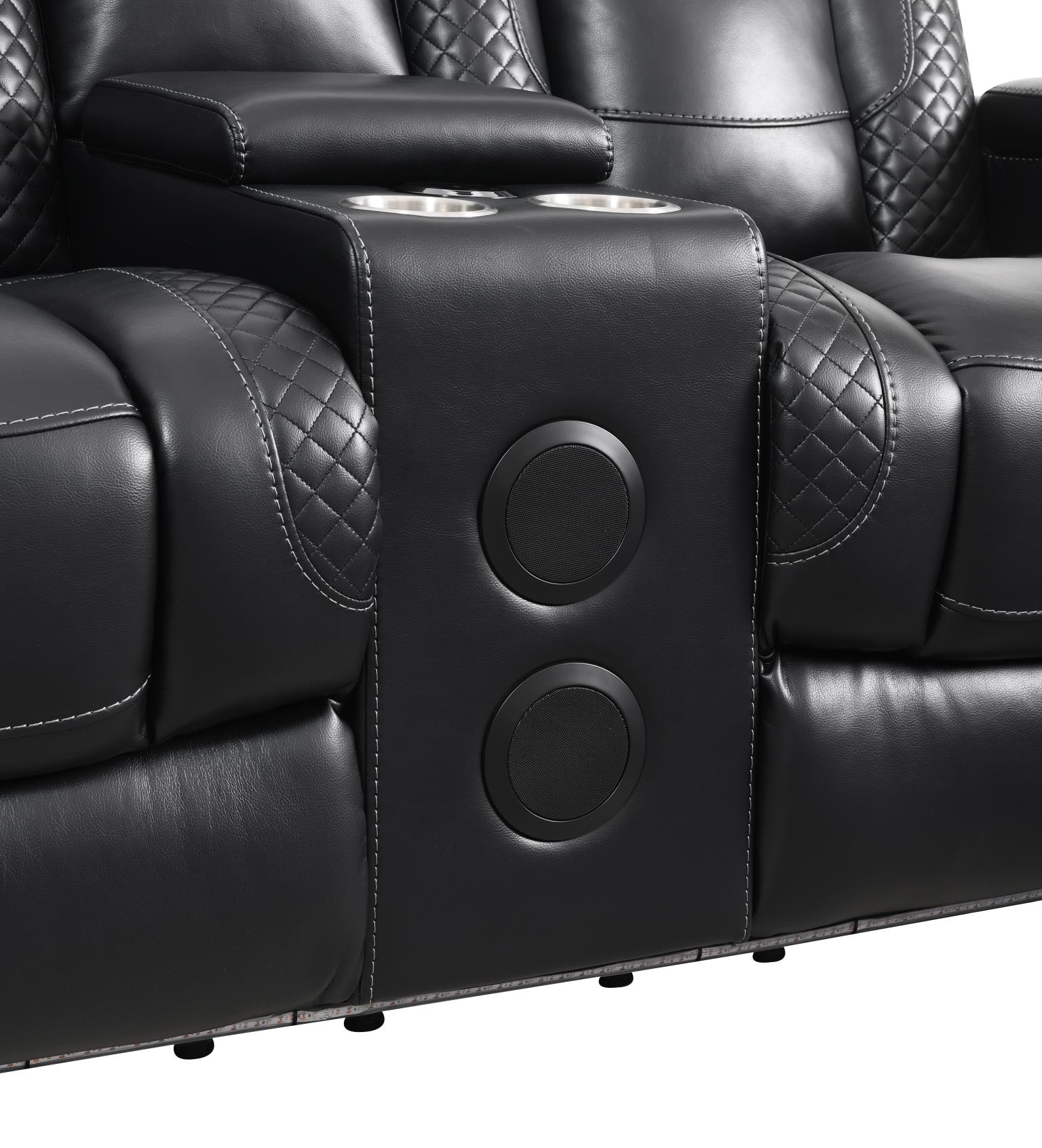 BLACK LED POWER RECLINING W/PWR HEADREST, AND DROP DOWN TABLE SOFA view 13