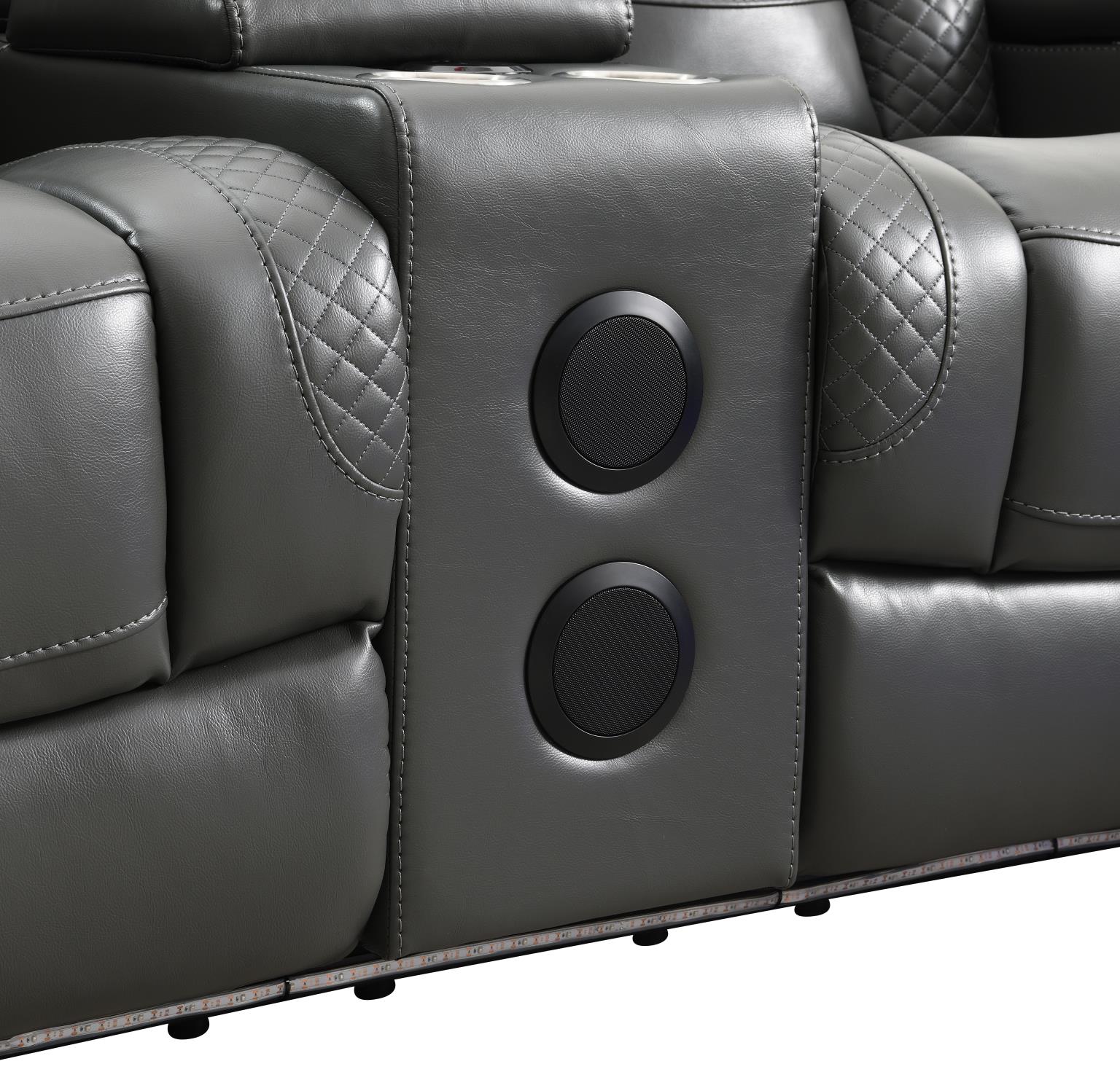 GRAY LED POWER RECLINING W/PWR HEADREST, BLUETOOTH SPEAKER, AND DROP DOWN TABLE LOVESEAT view 13