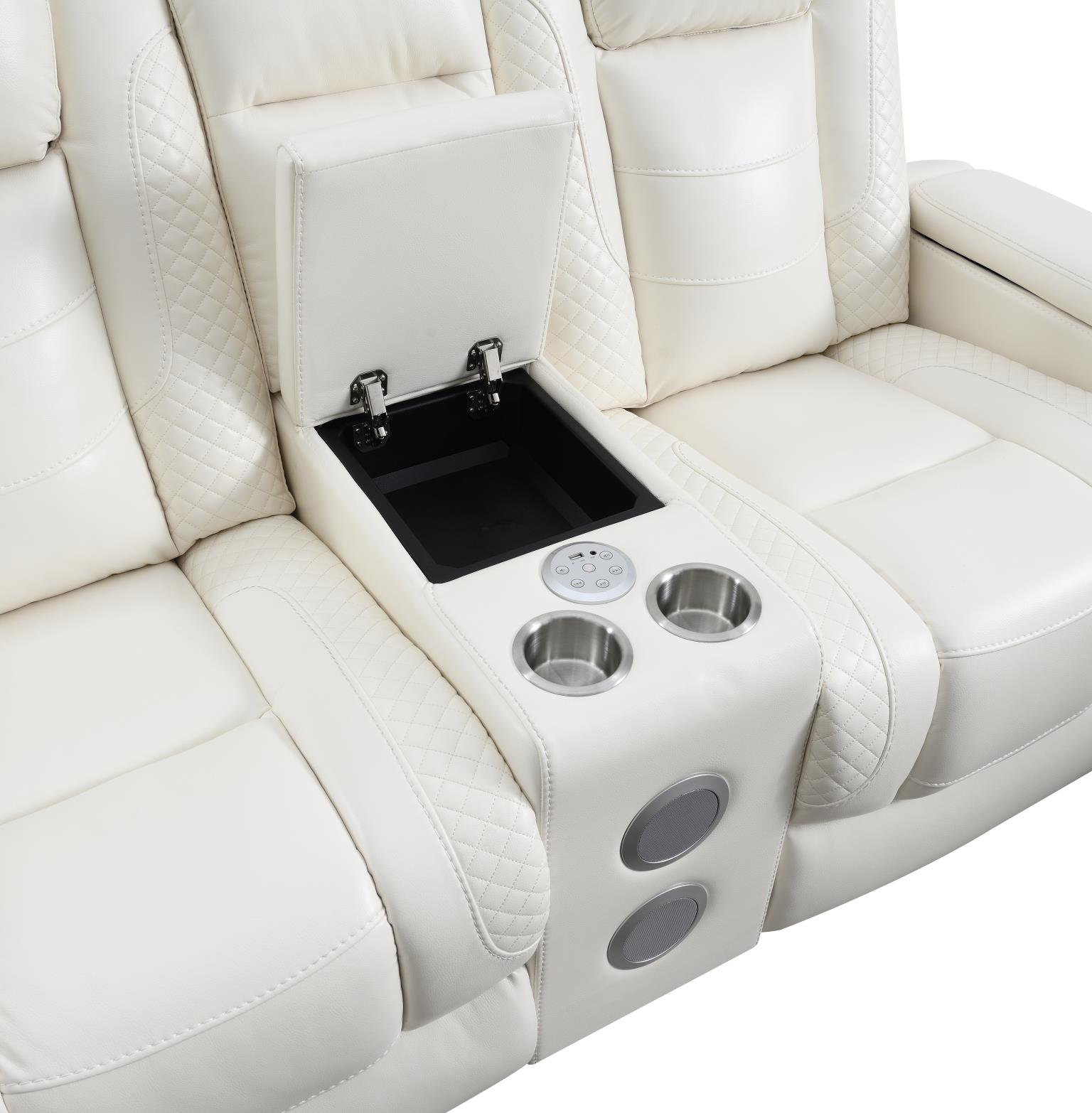 WHITE LED POWER RECLINING W/PWR HEADREST, BLUETOOTH SPEAKER, AND DROP DOWN TABLE LOVESEAT view 11