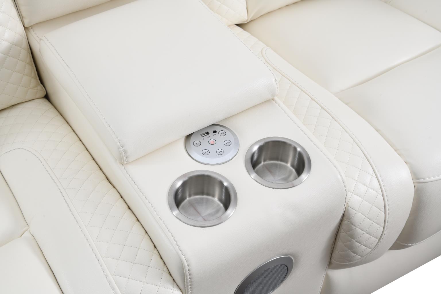 WHITE LED POWER RECLINING W/PWR HEADREST, AND DROP DOWN TABLE SOFA view 12