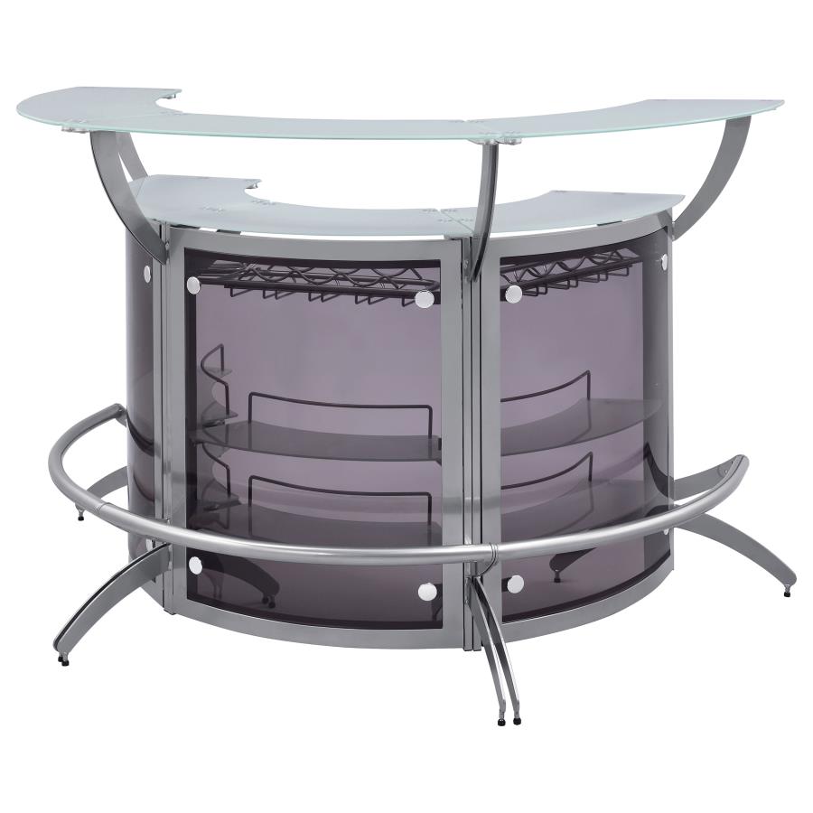 Dallas 3-piece Curved Freestanding Home Bar Cabinet Silver view 5