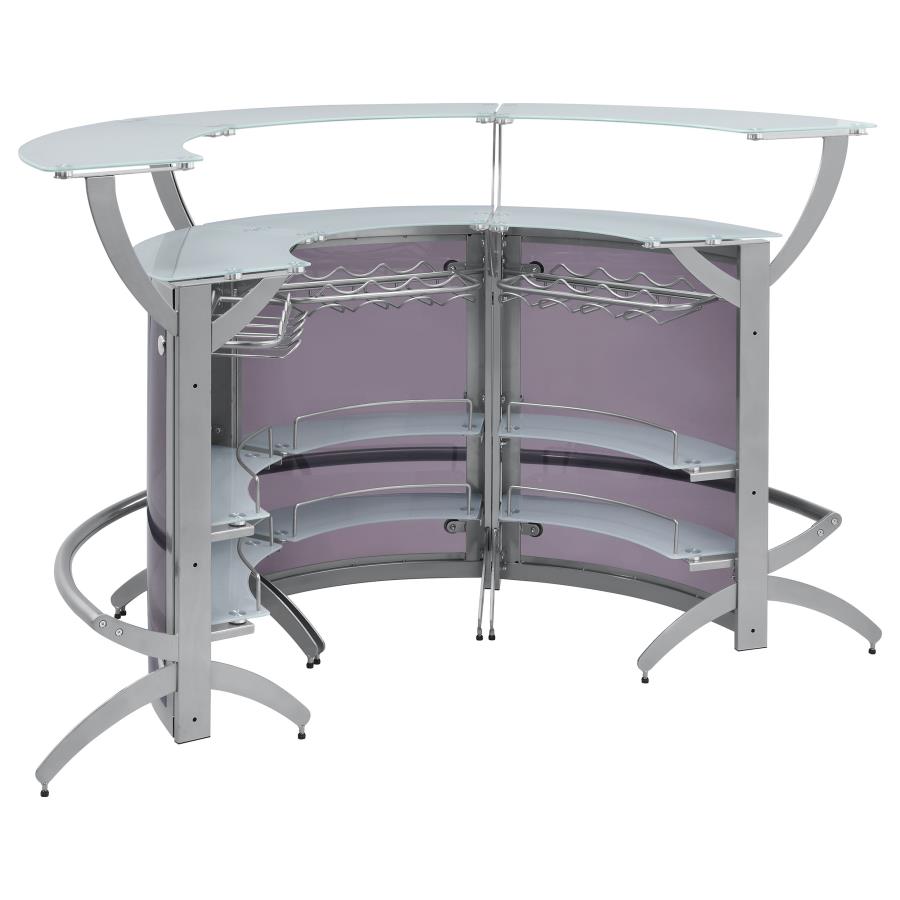 Dallas 3-piece Curved Freestanding Home Bar Cabinet Silver view 7