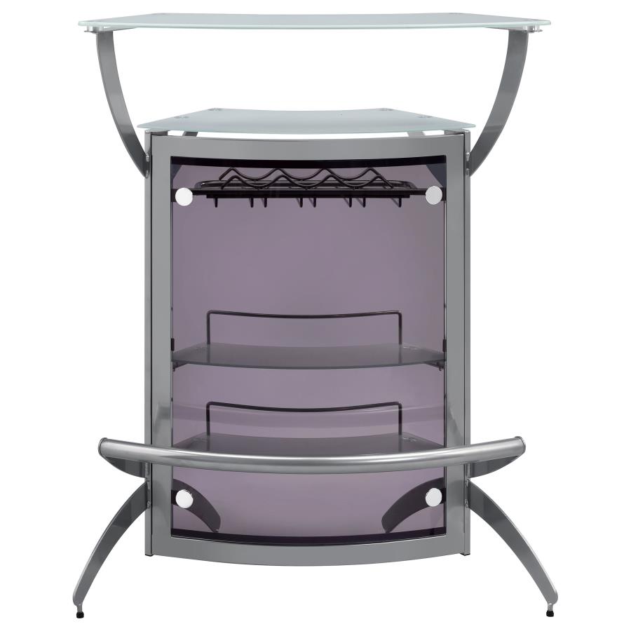 Dallas 2-shelf Curved Freestanding Home Bar Cabinet Silver view 4