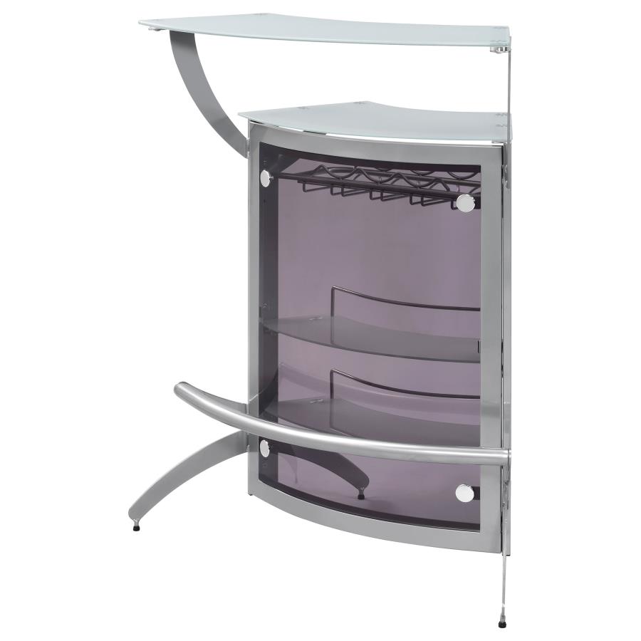 Dallas 2-shelf Curved Freestanding Home Bar Cabinet Silver view 5
