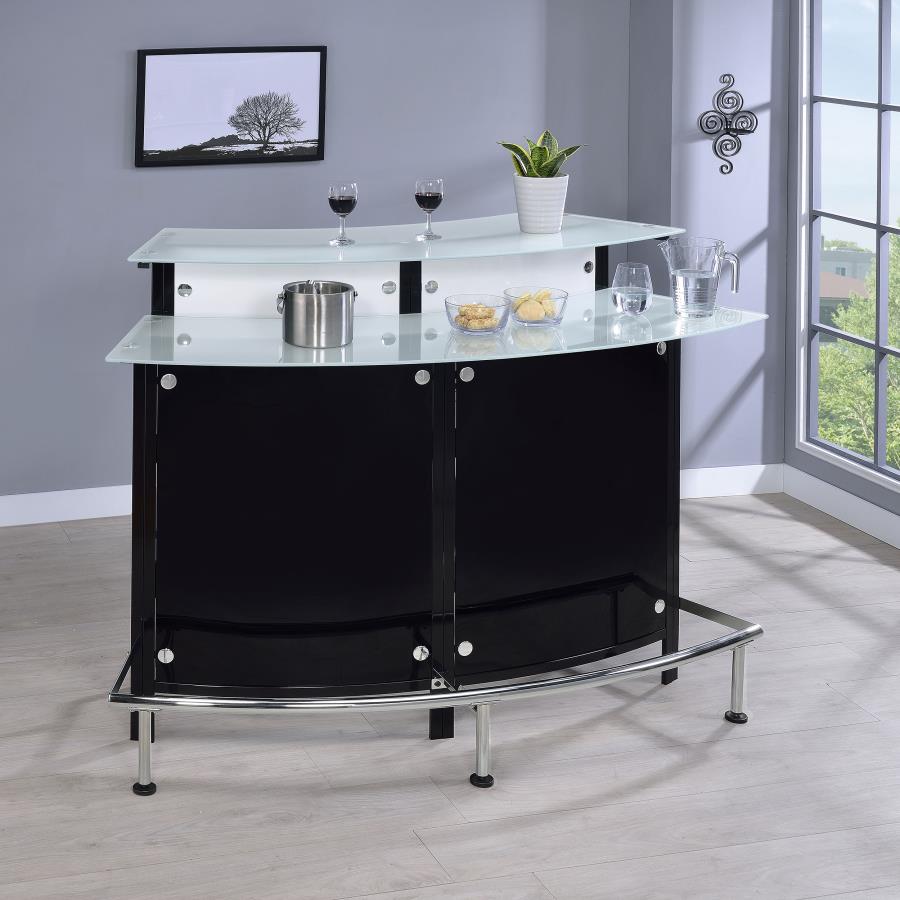Keystone Curved Glass Top Home Bar Wine Cabinet Black view 2