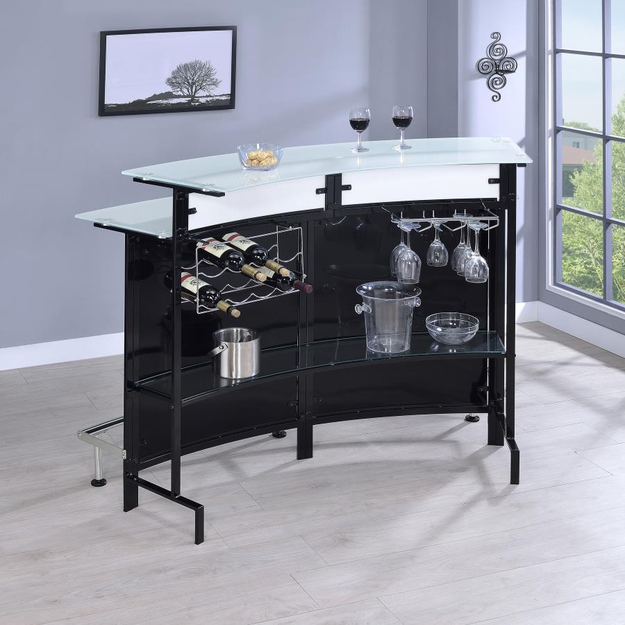 Keystone Curved Glass Top Home Bar Wine Cabinet Black view 3