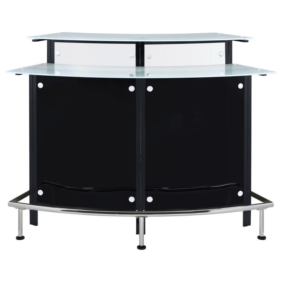 Keystone Curved Glass Top Home Bar Wine Cabinet Black view 4