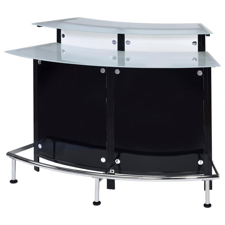 Keystone Curved Glass Top Home Bar Wine Cabinet Black view 5