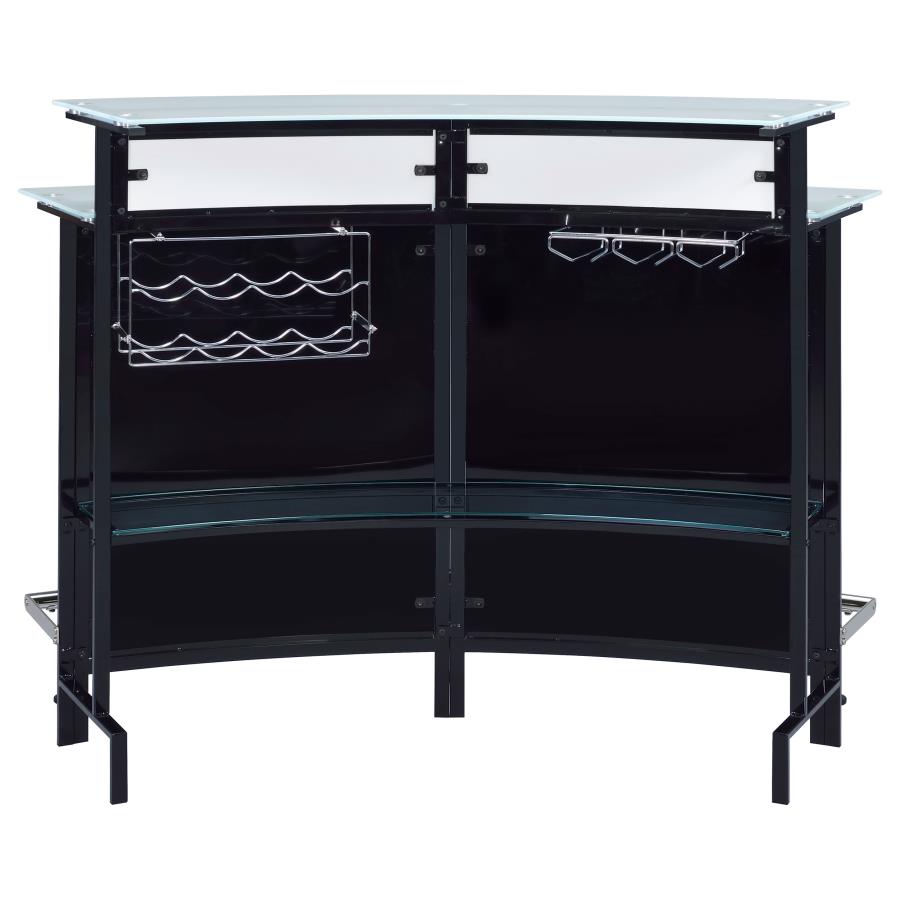 Keystone Curved Glass Top Home Bar Wine Cabinet Black view 7