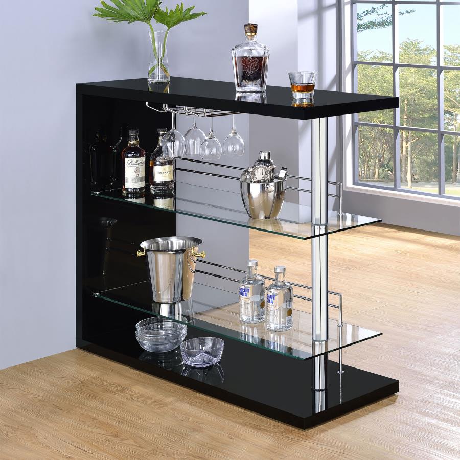 Prescott Rectangular Home Wine Table Black High Gloss view 2