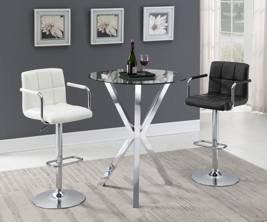 Denali Round 35-inch Glass Top Bistro Bar Table Chrome view 4