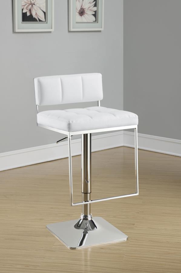 Alameda Adjustable Bar Stool Chrome and White view 2