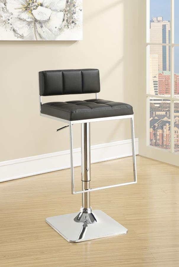 Alameda Adjustable Bar Stool Chrome and Black view 2