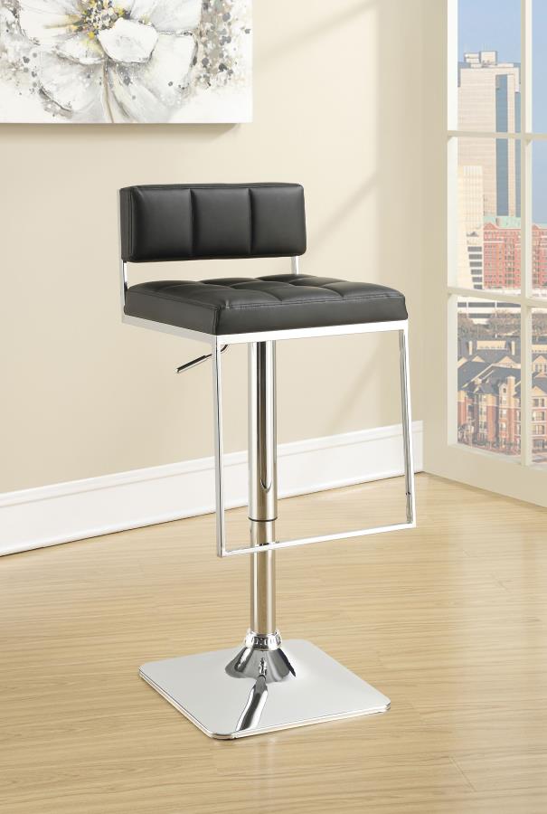 Alameda Adjustable Bar Stool Chrome and Black view 3