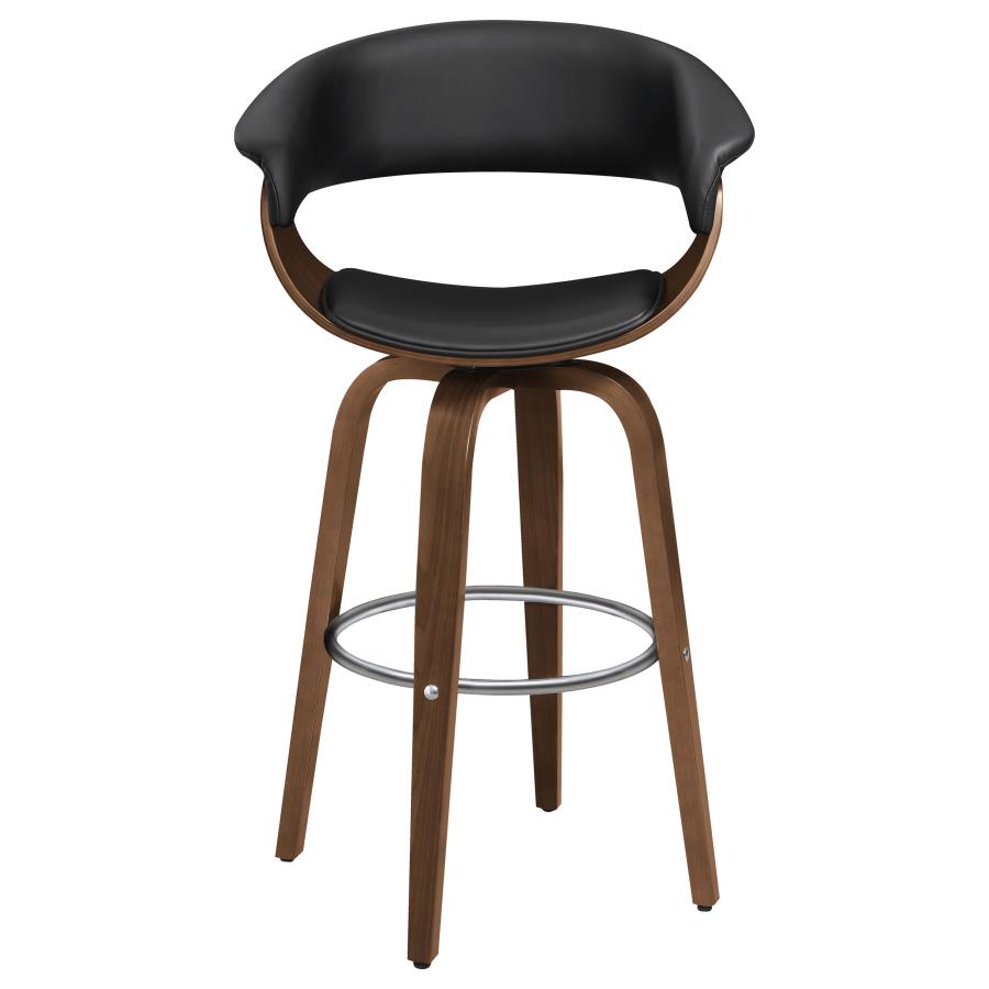 Zion Upholstered Swivel Bar Stool Walnut and Black view 3