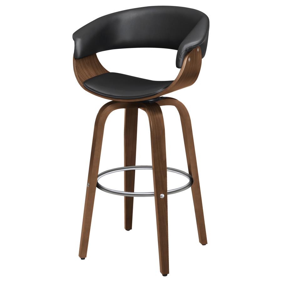 Zion Upholstered Swivel Bar Stool Walnut and Black view 4