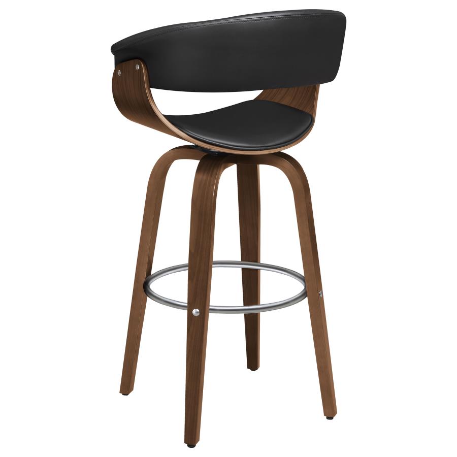 Zion Upholstered Swivel Bar Stool Walnut and Black view 6