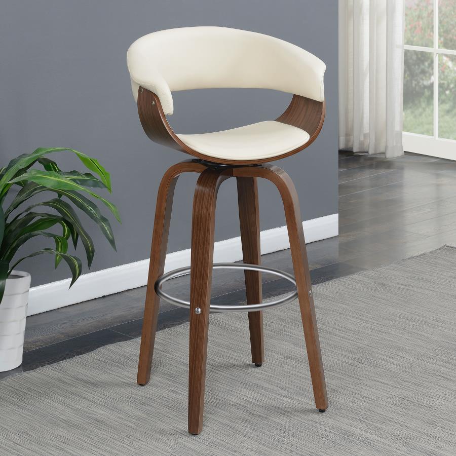 Zion Upholstered Swivel Bar Stool Walnut and Ecru view 2