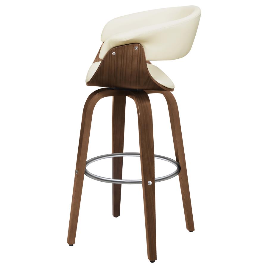 Zion Upholstered Swivel Bar Stool Walnut and Ecru view 5