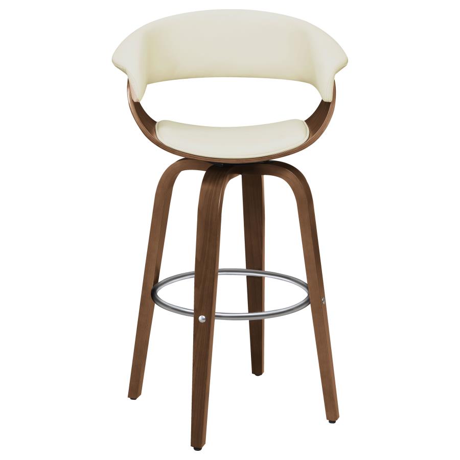 Zion Upholstered Swivel Bar Stool Walnut and Ecru view 3