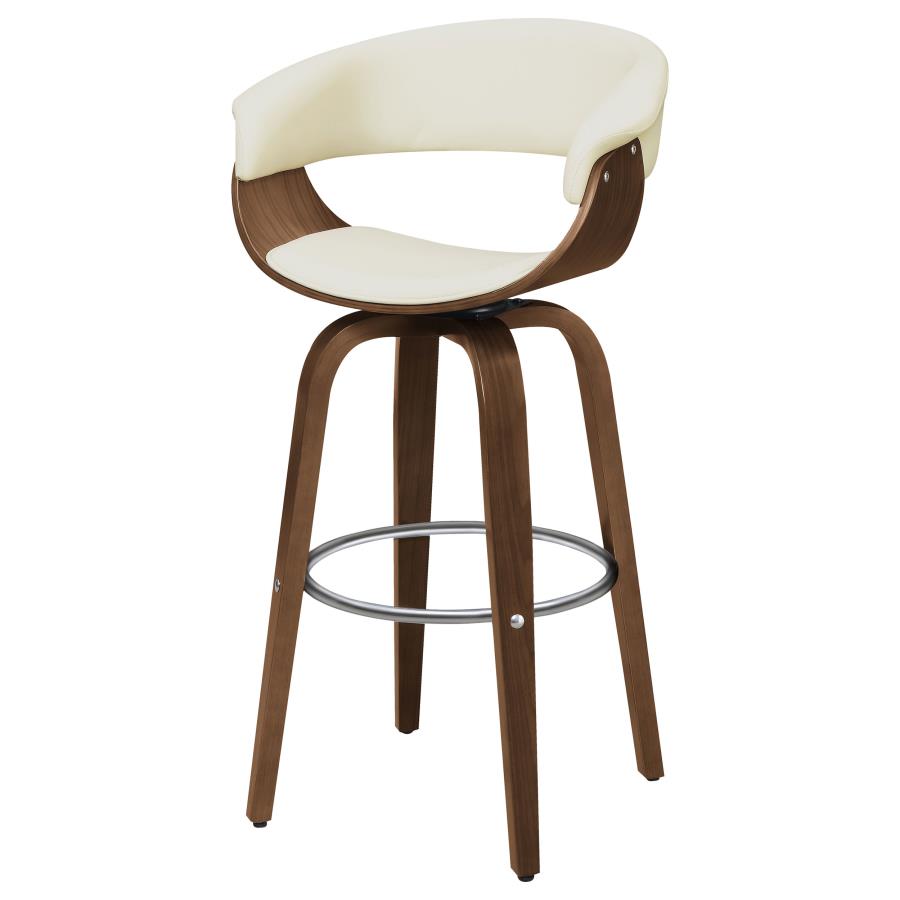 Zion Upholstered Swivel Bar Stool Walnut and Ecru view 4