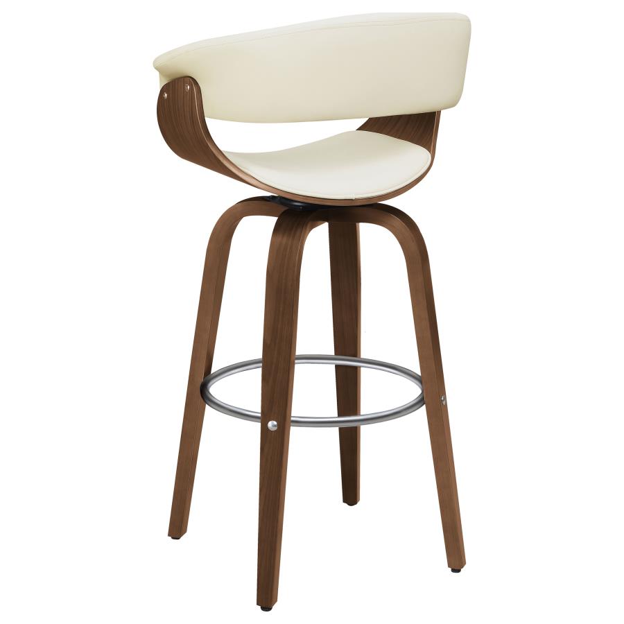 Zion Upholstered Swivel Bar Stool Walnut and Ecru view 6