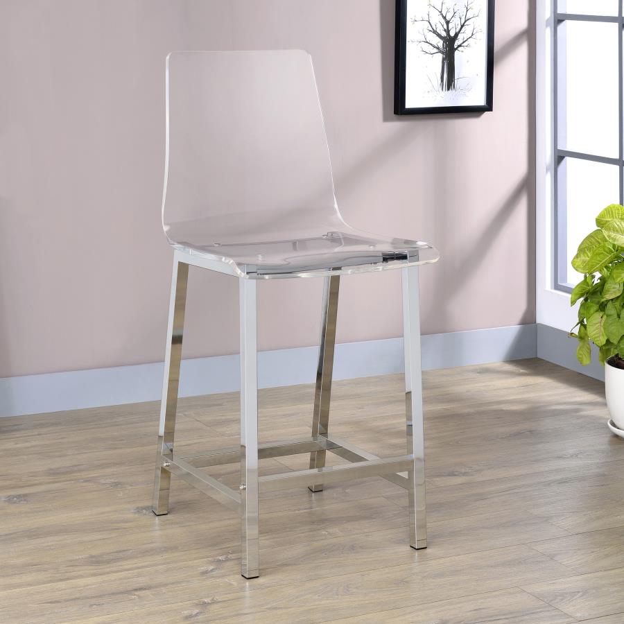 Juelia Clear Acrylic Counter Chair Chrome (Set of 2) view 2