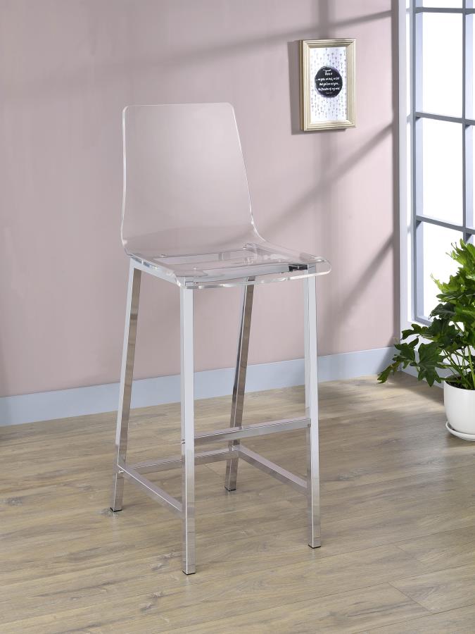 Juelia Clear Acrylic Bar Chair Chrome (Set of 2) view 2