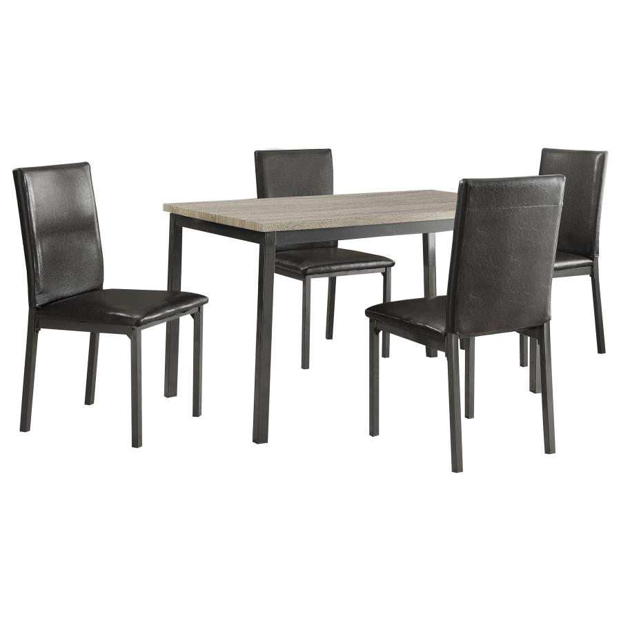 Garza 5-piece Rectangular Dining Table Set Black view 2