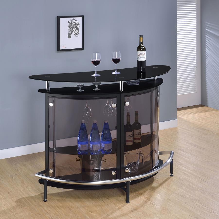 Amarillo Freestanding Glass Top Home Bar Wine Cabinet Black view 2