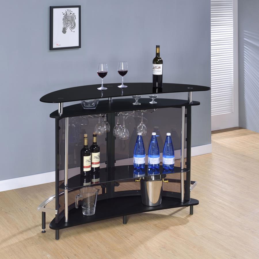 Amarillo Freestanding Glass Top Home Bar Wine Cabinet Black view 3