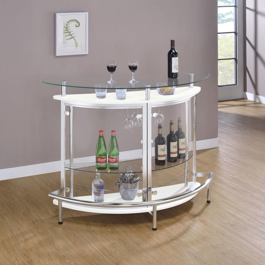 Amarillo Freestanding Glass Top Home Bar Wine Cabinet White view 2
