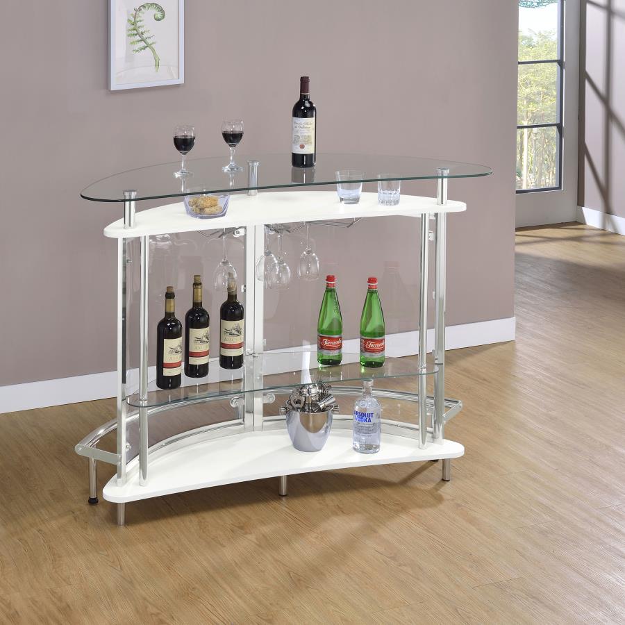 Amarillo Freestanding Glass Top Home Bar Wine Cabinet White view 3