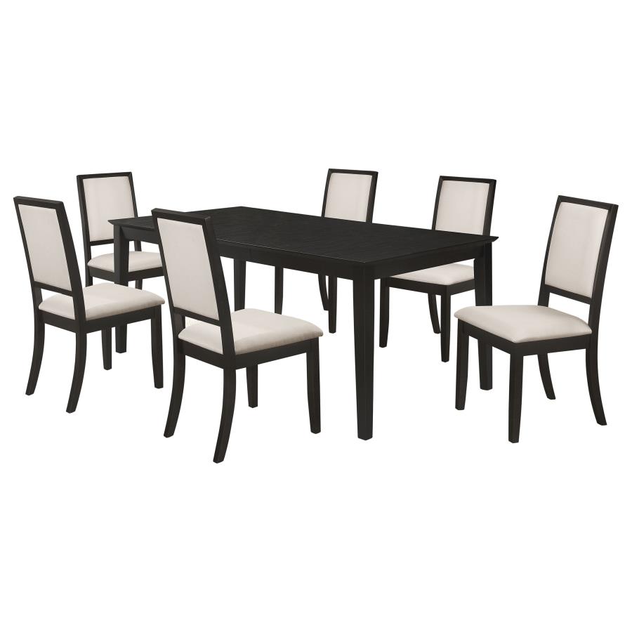 Louise 7-piece Rectangular Extension Leaf Dining Set Black view 2