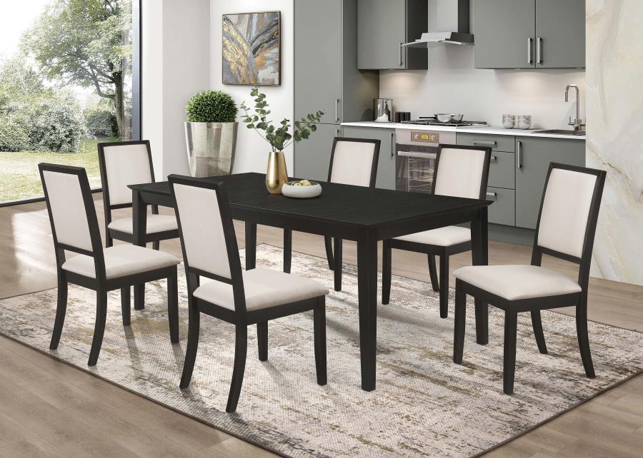 Louise Rectangular 78-inch Extension Leaf Dining Table Black view 6