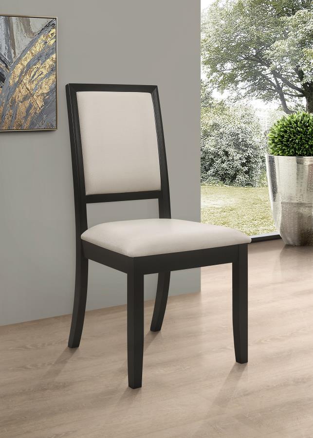 Louise Upholstered Wood Dining Side Chair Black (Set of 2) view 2