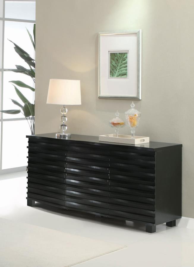 Stanton 3-drawer Sideboard Buffet Storage Cabinet Black view 2