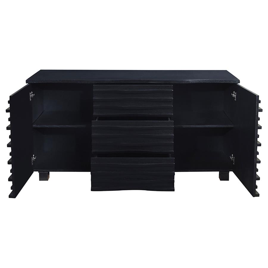 Stanton 3-drawer Sideboard Buffet Storage Cabinet Black view 3
